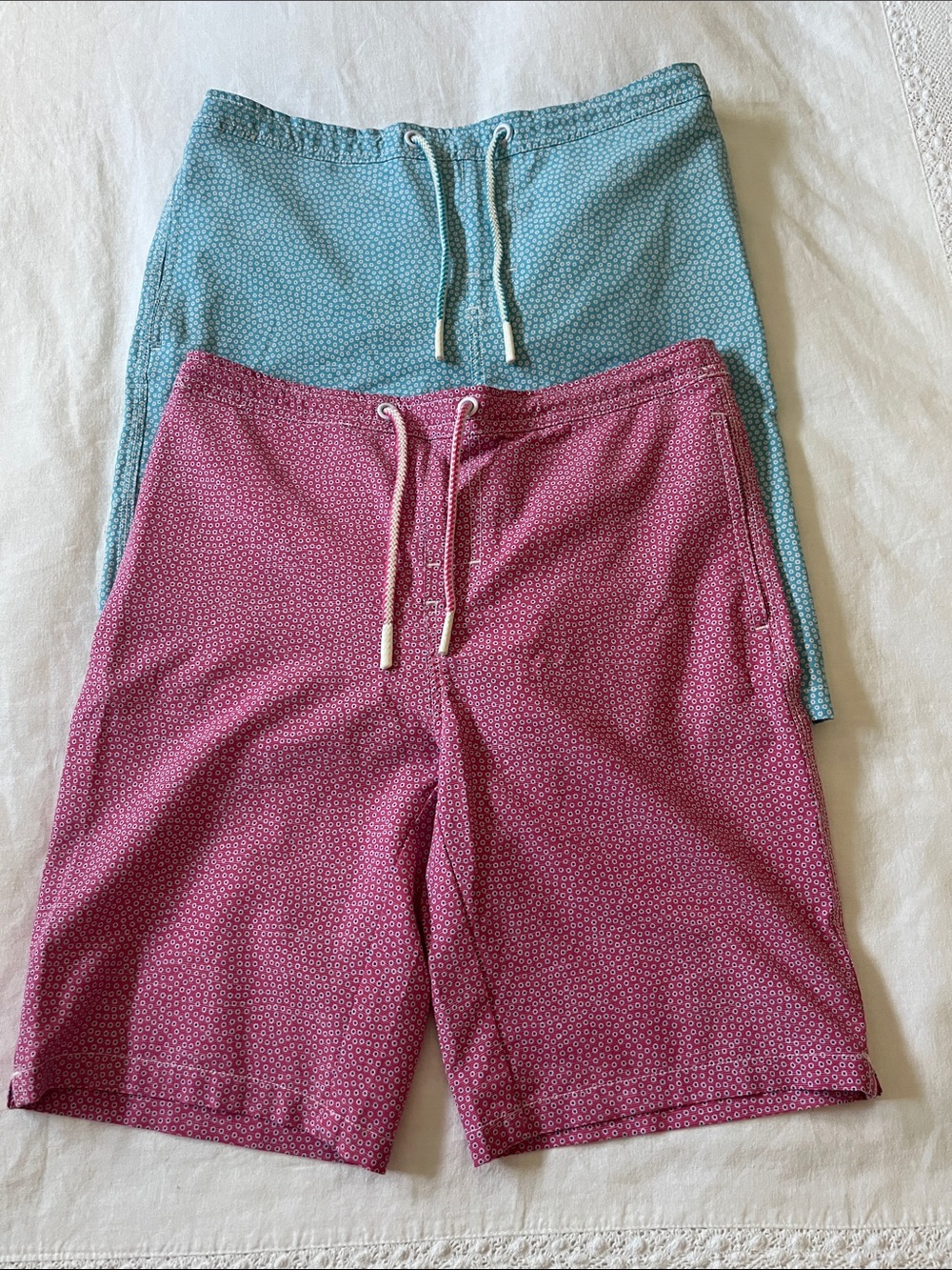 Johnnie-o Pink & Blue Swim Trunks with Elastic Waist & Drawstring, Size 14